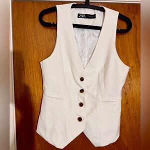 Zara White Tailored Waistcoat | Size: S